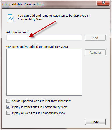 Place your curser in the "Add this website: field:".