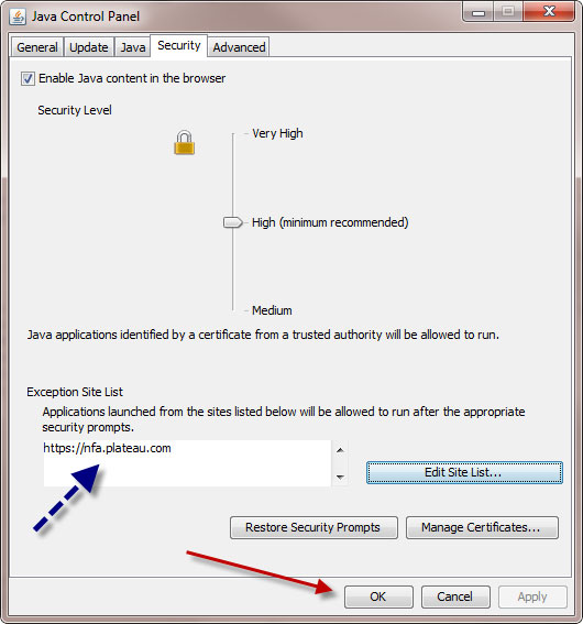 Review URL and Seclect "OK"
